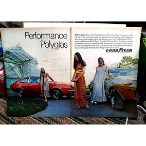 1971 Goodyear Tires Pinto Javelin Sexy Women 2 Page Original Print Ad
